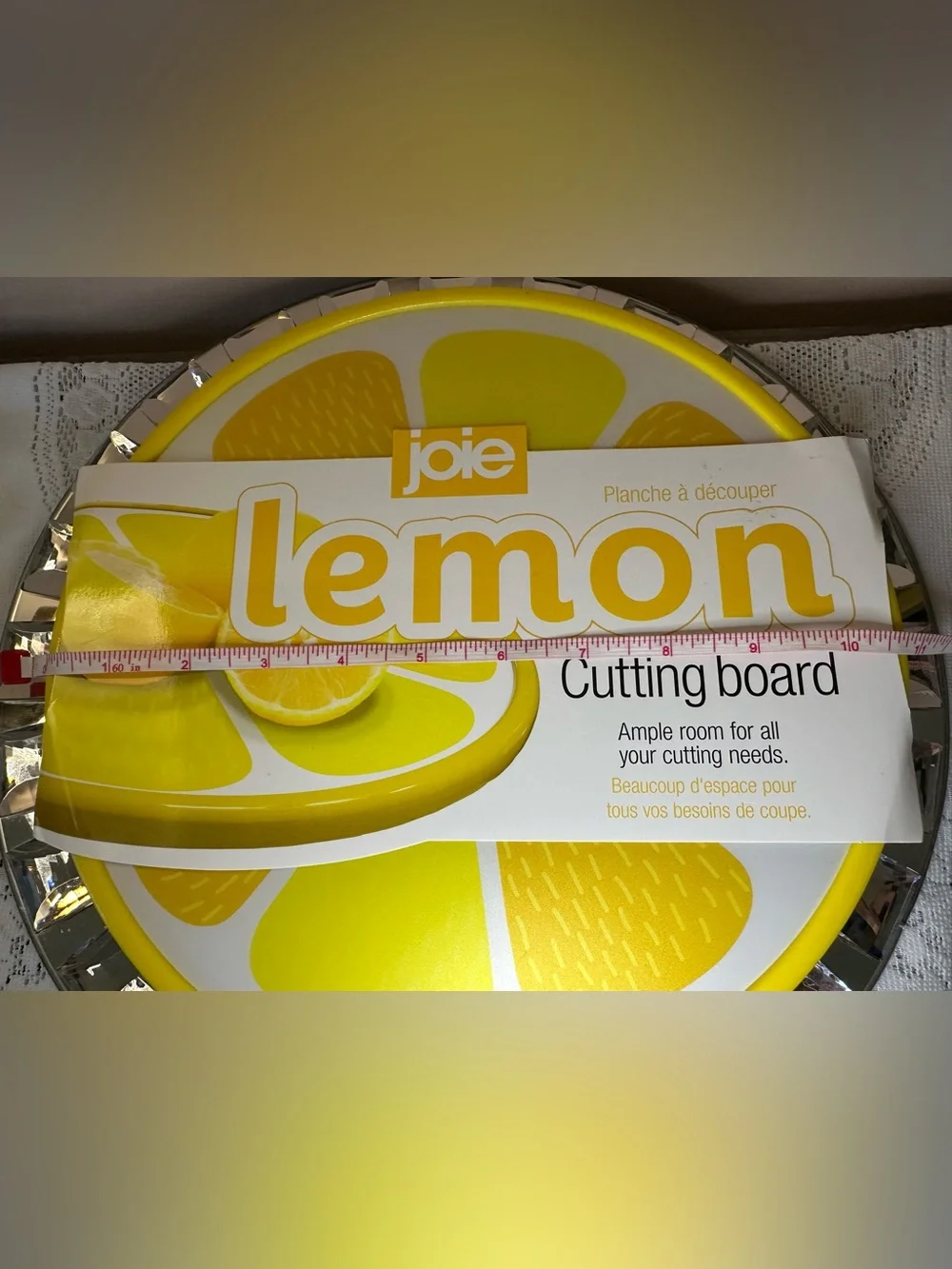 Joie Lemon Graphic Round Cutting Board - Yellow